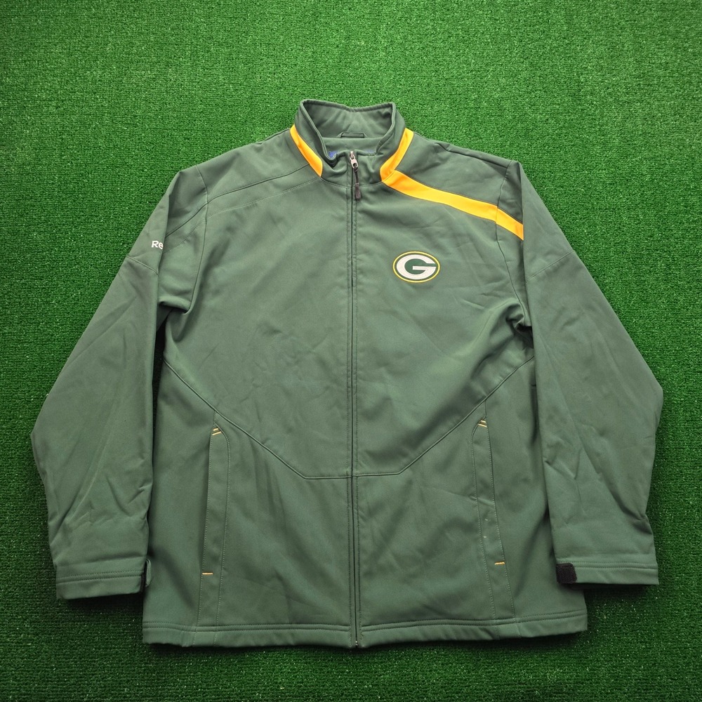 Green‎ Bay Packers Reebok Jacket Mens XL Green Full Zip NFL On Field Vintage Y2K